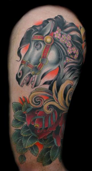 Black Horse New School tattoo by Three Kings Tattoo