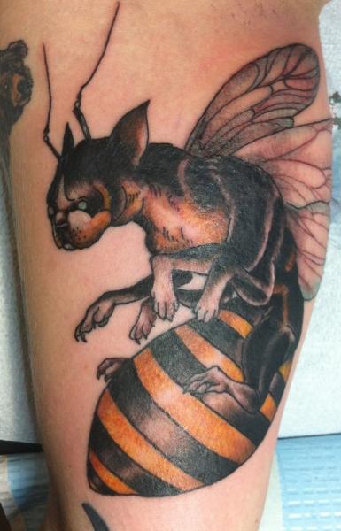 Bulldog Bee Abstract tattoo by Three Kings Tattoo