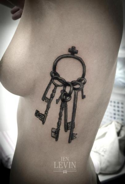 Bunch of Keys Dotwork tattoo by Ien Levin