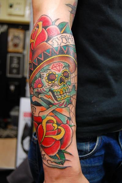 Chicano Rose Scul tattoo by Illsynapsel