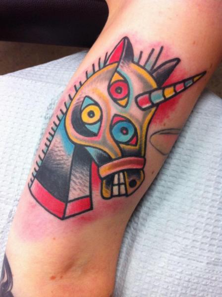 Crazy Three Eyes Horse New School tattoo by Destroy Troy Tattoos