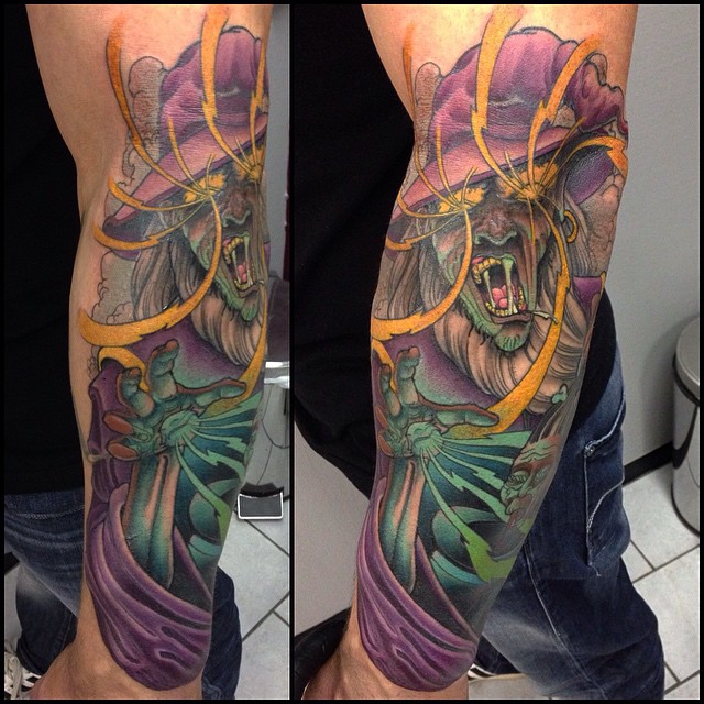 Crazy Wizard tattoo by Jacob Wiman