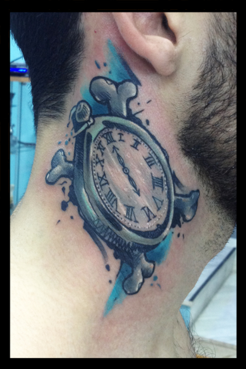 Cross Bones Clock tattoo by Live Two