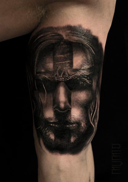 Cross Face Man graphic tattoo by Mumia Tattoo