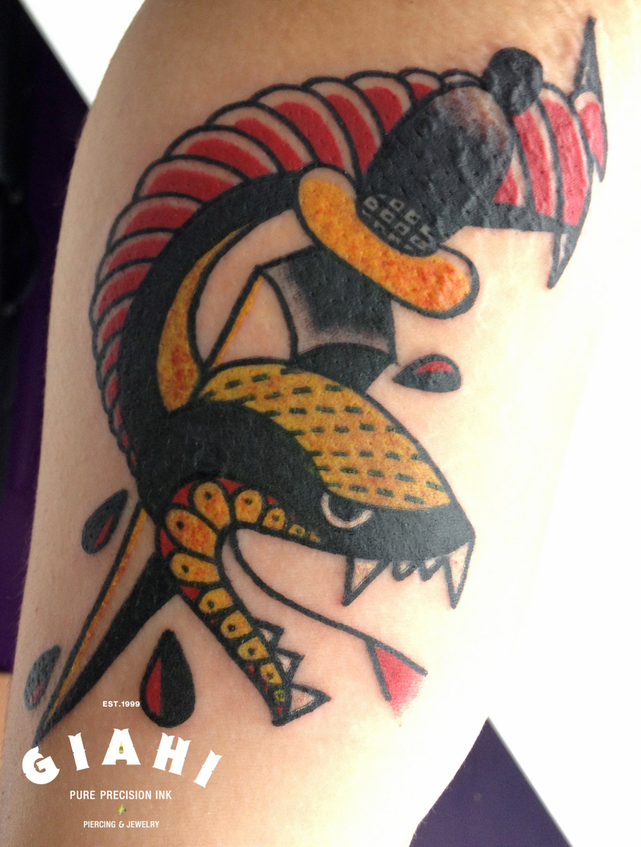Dagger Snake tattoo by Elda Bernardes