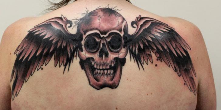 Dark Wings Scull tattoo by Tantrix Body Art