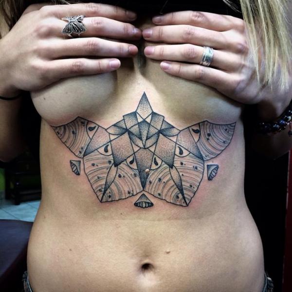 Dotwork Petals Under Boobs tattoo by Earth Gasper Tattoo