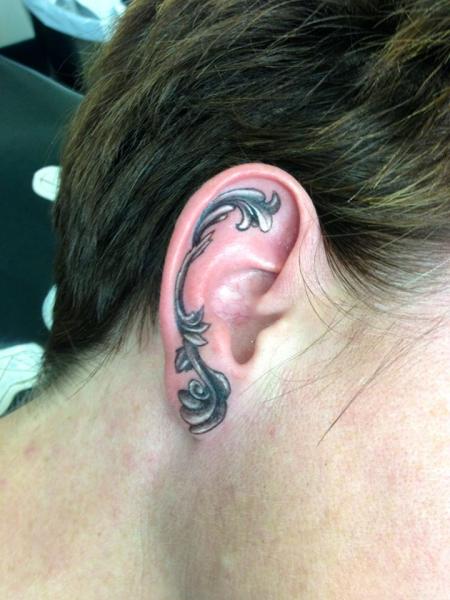 Ear Graphic Baroque tattoo by Tantrix Body Art
