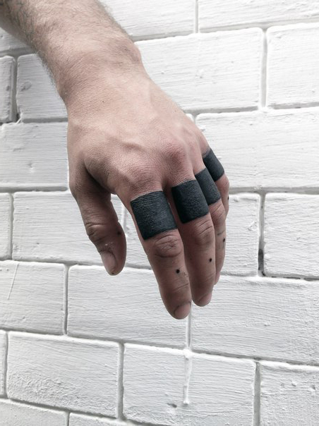 Four Fingers Squares Blackwork tattoo