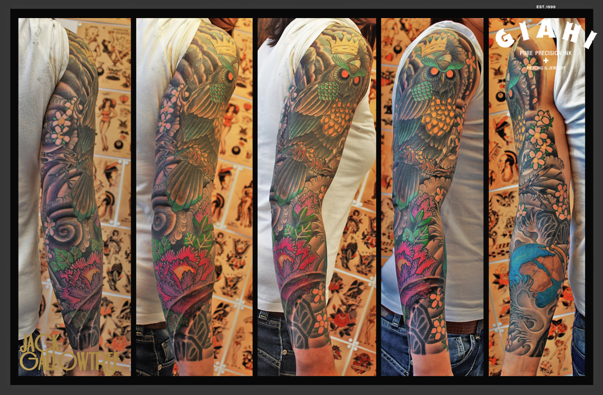 Globe Owl Japanese Tattoo Sleeve By Jack Gallowtree Best Tattoo Ideas Gallery