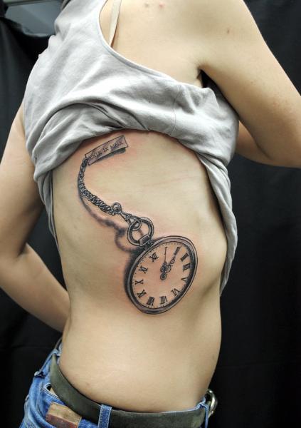 Graphic Clock 3D tattoo by Nazo