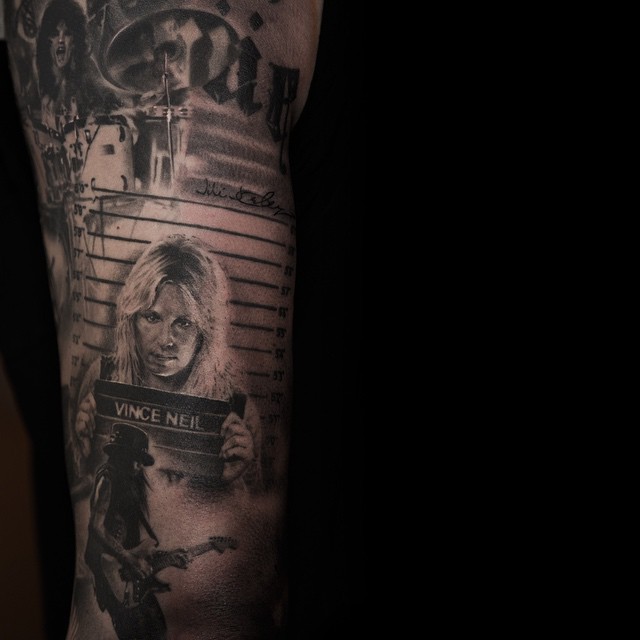 Graphic Motley Crue tattoo by Wicked Tattoo