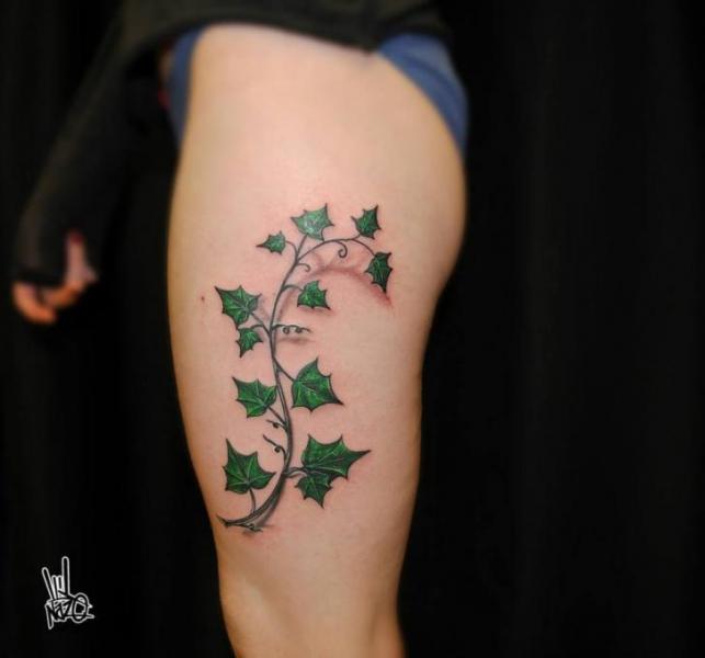 Green Leaves Brunch 3D tattoo by Nazo