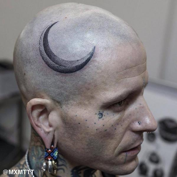 Growing Moon Dotwork Head tattoo by MXM
