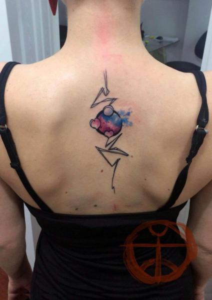 Heart and Circle Space Aquarelle tattoo by Galata Tattoo