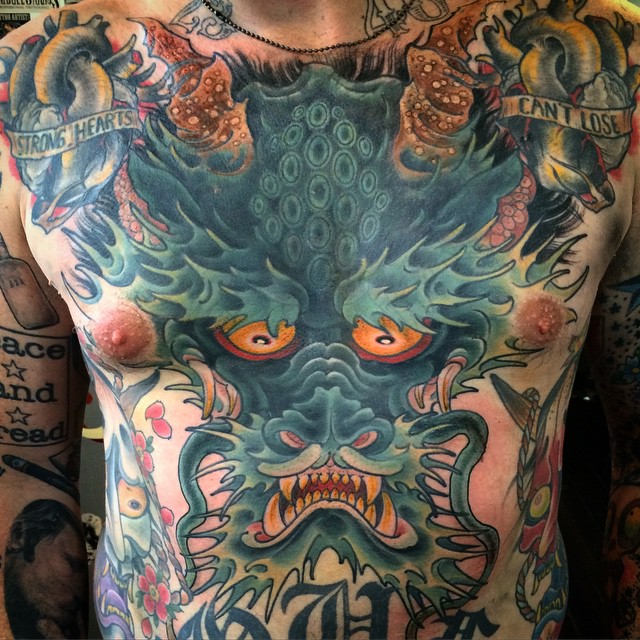 Japanese Dragon Cover Up tattoo by Ryan Scapegoat