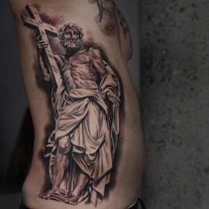 Man with Crucifix tattoo by Noah Minuskin - Best Tattoo Ideas Gallery