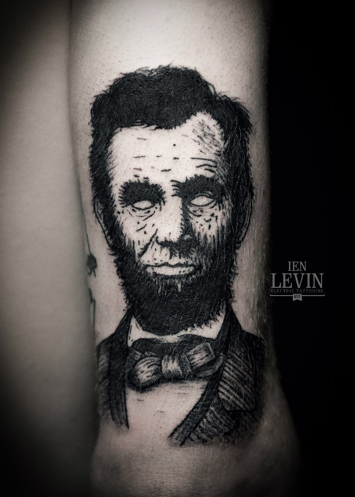 No Apples of Eyes Lincoln Blackwork tattoo by Ien Levin