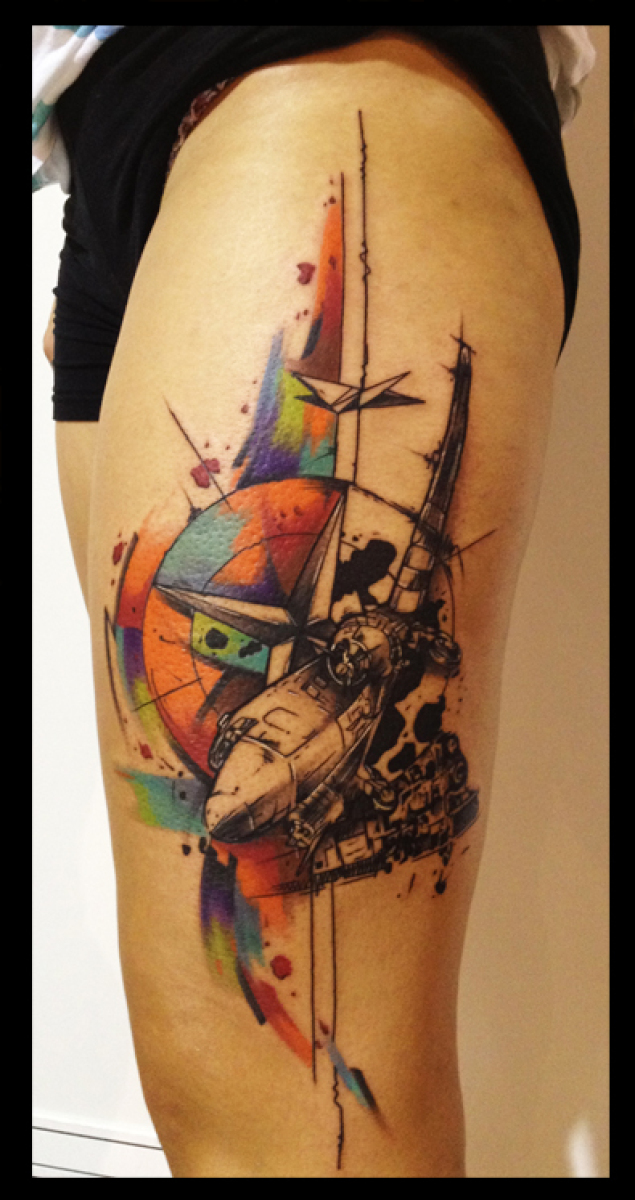 North Star Bomber Trash Polka tattoo by Live Two