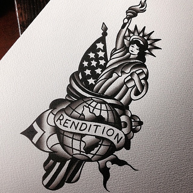 Old School Rendition Statue of Liberty tattoo idea by Robert Samuel