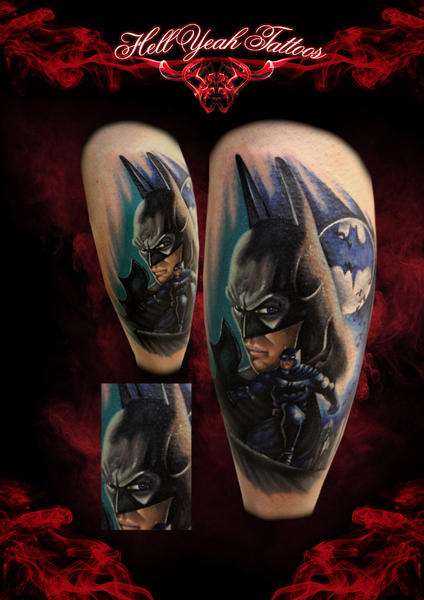 Old Type Batman tattoo by Hellyeah Tattoos