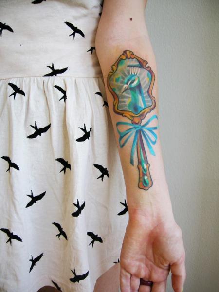 Peacock Mirror tattoo by Sasha Unisex