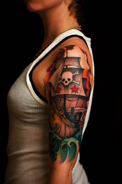 Black Sail to Your Girl Ship Nautical tattoo by Rich Pineda  Best Tattoo  Ideas Gallery