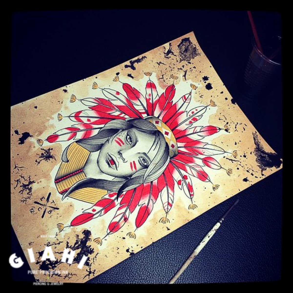 Red Feather Indian tattoo idea by Elda Bernardes