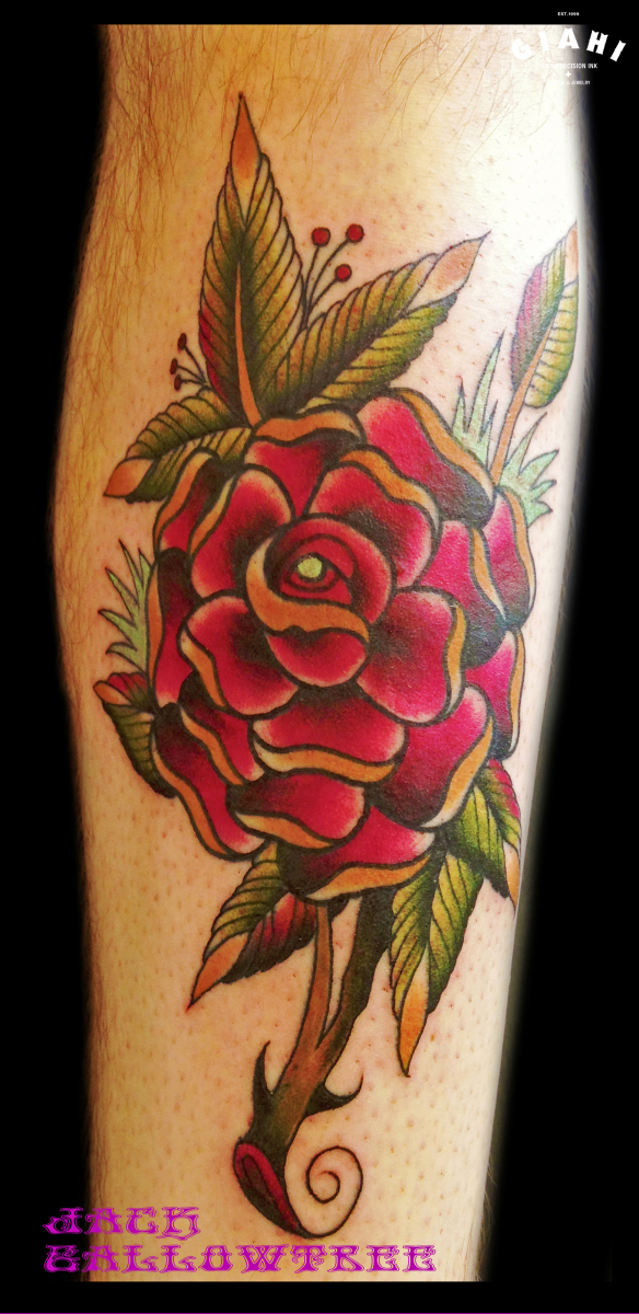 Red Flower tattoo by Jack Gallowtree