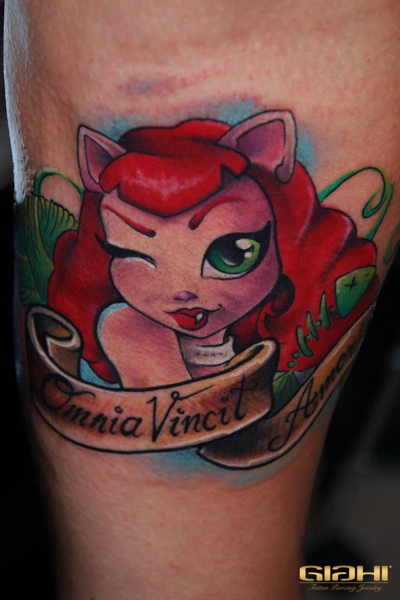 Red Haired Cat Woman tattoo by Szilard
