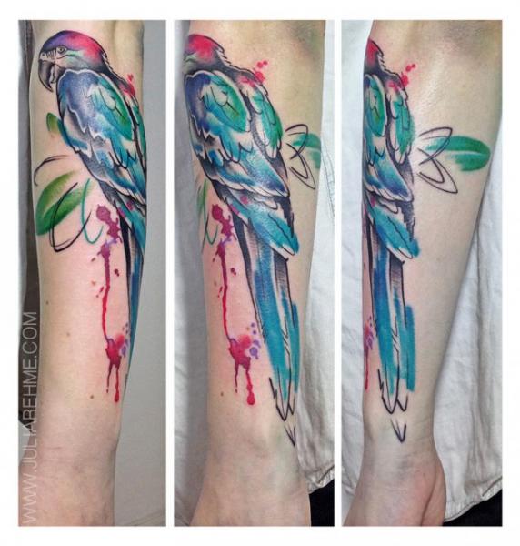 Red Head Parrot Aquarelle tattoo by Julia Rehme