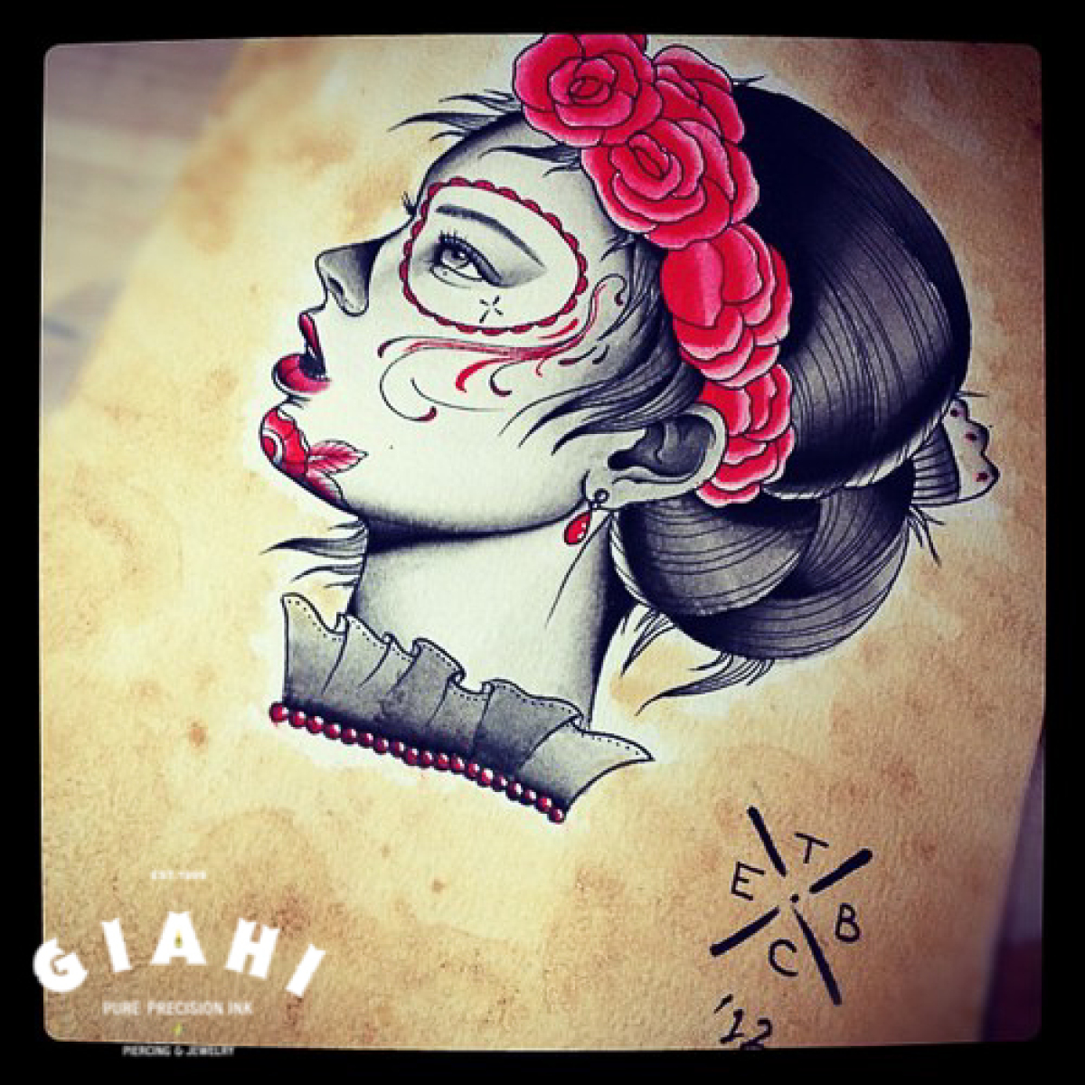 Red Roses Woman Chicano tattoo idea by Elda Bernardes