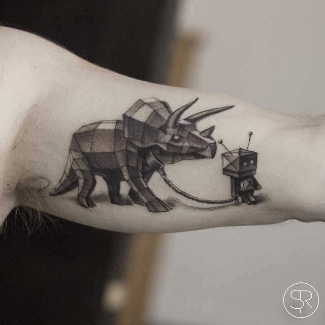 Robot and his Pet Dinosaur tattoo by Sven Rayen