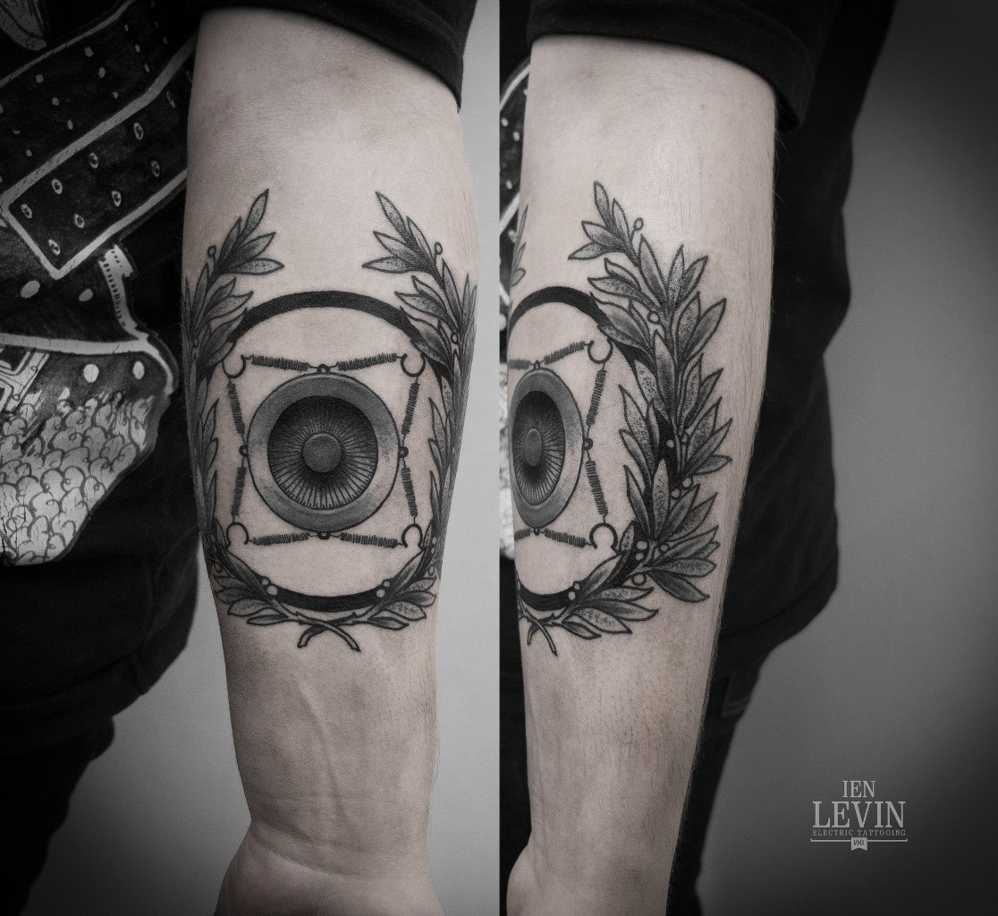 Rotating Wheel Diadem Dotwork tattoo by Ien Levin
