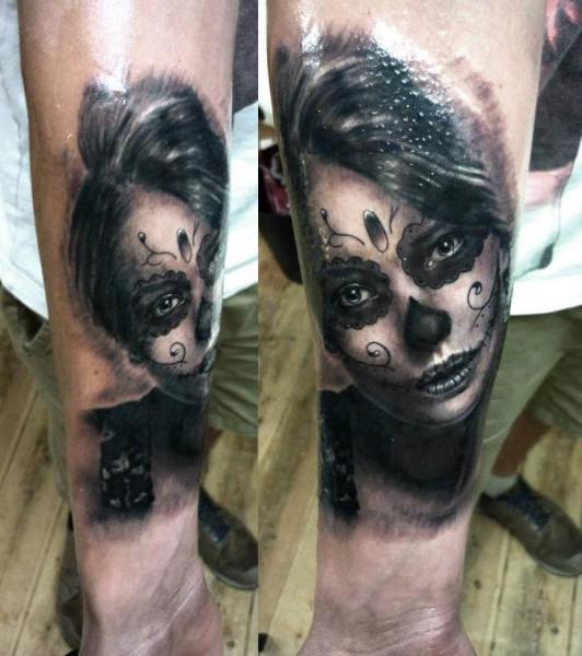 Santa Muerte Girl Realistic tattoo by Georgi Kodzhabashev