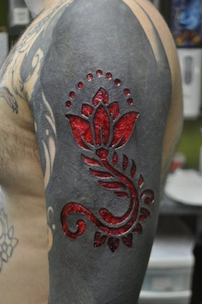 Scar Flower on Blackwork tattoo - Best Tattoo Ideas Gallery