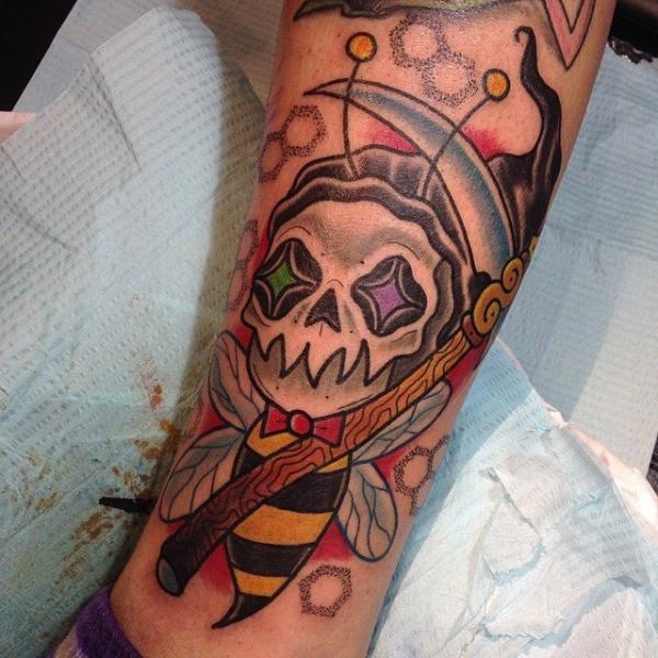Scythe Death Bee New School tattoo by Destroy Troy Tattoos