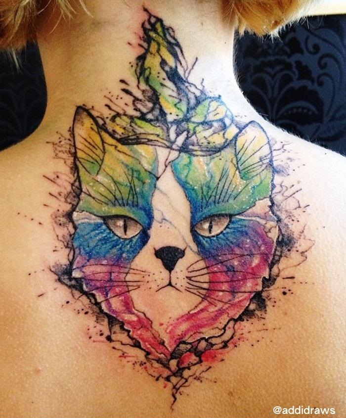 Serious Face Cat Aquarelle tattoo by Liisa Addi Kask