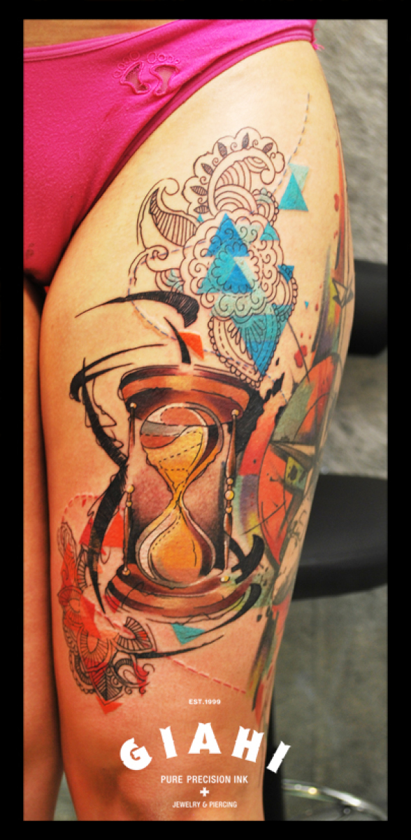 Shaking Hourglass tattoo by Live Two