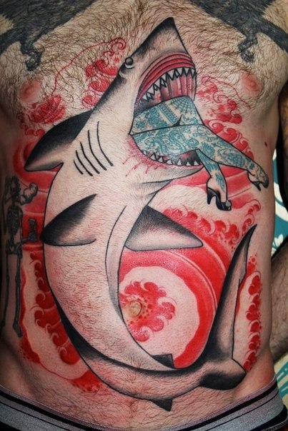 Shark Swallows Girl Nautical tattoo