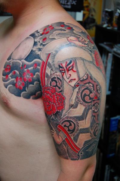 Shoulder Samurai tattoo by Illsynapse