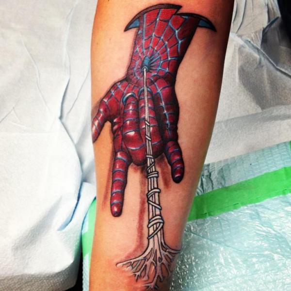 Spiderman Spider Web tattoo by Tantrix Body Art