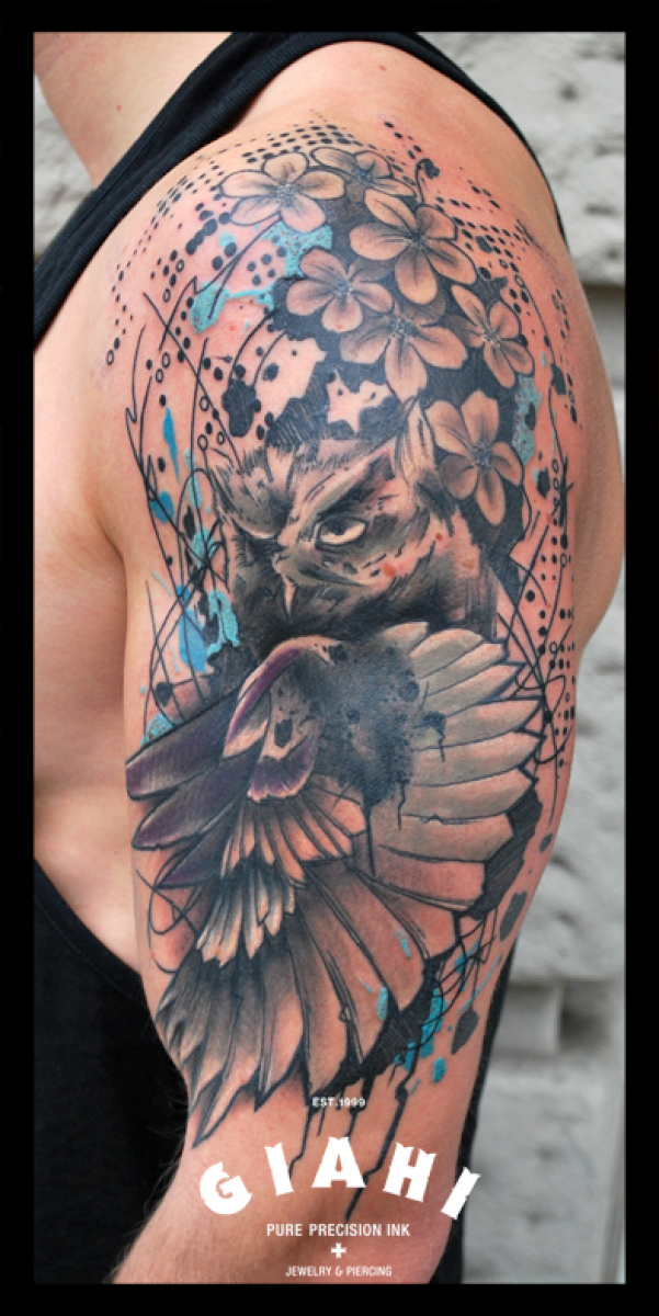 Suspicious Owl tattoo by Live Two