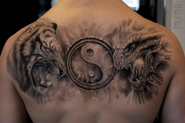 Tiger Dragon Ying Yang tattoo by Mumia Tattoo