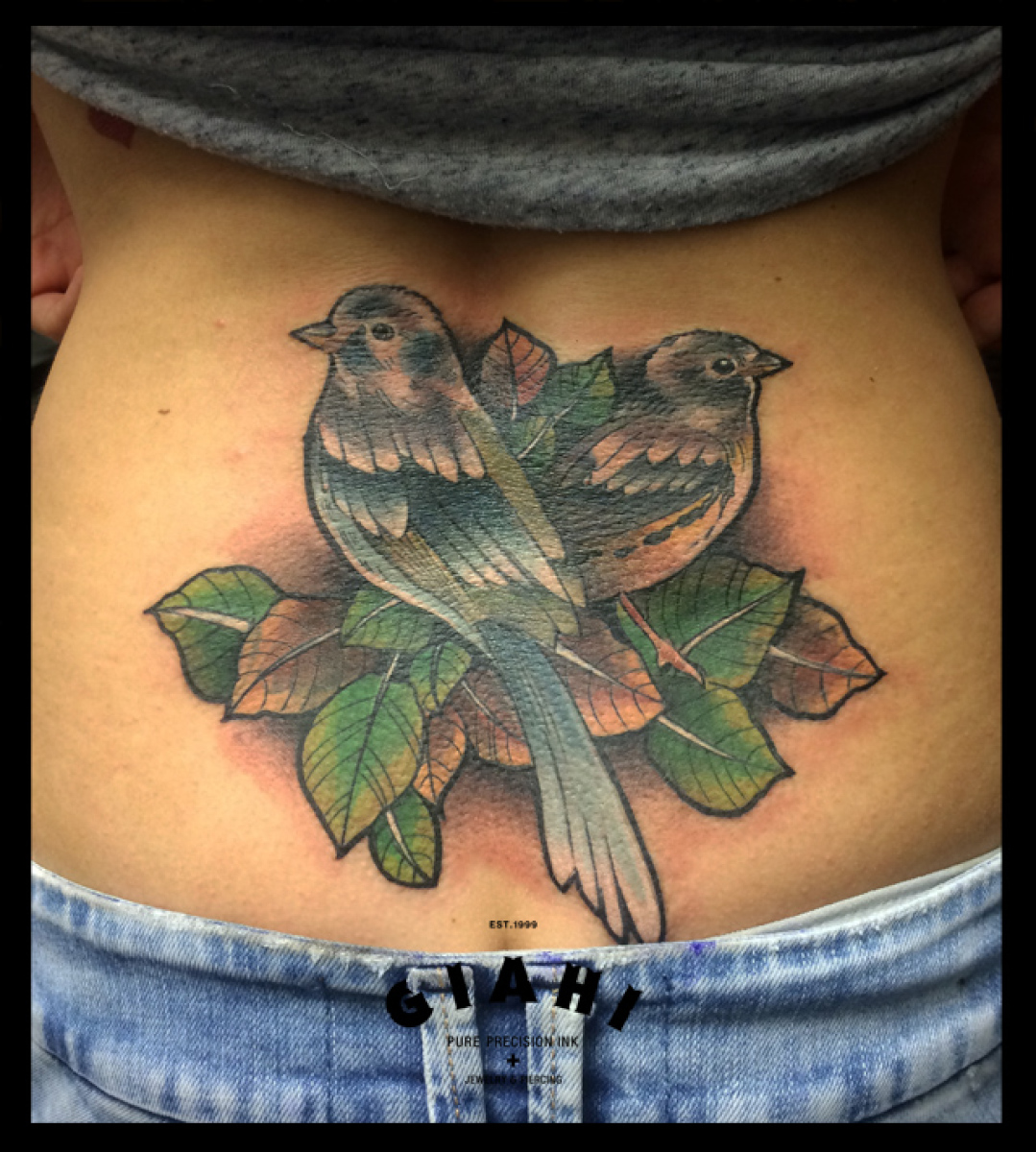 Two Sparrows tattoo by Live Two