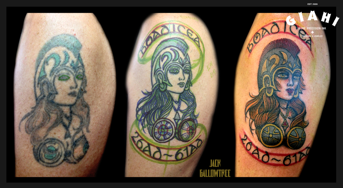 Viking Girl Warrior Cover Up tattoo by Jack Gallowtree