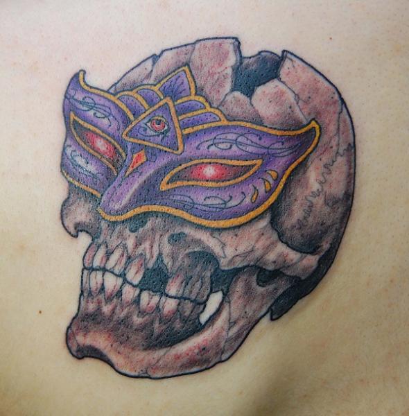 Violet Mask Scull tattoo by Illsynapse
