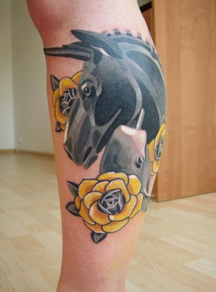 Yellow Flowers Donkey tattoo by Sasha Unisex