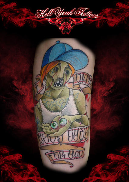 Zombie Eyes in Hand NEw School tattoo by Hellyeah Tattoos