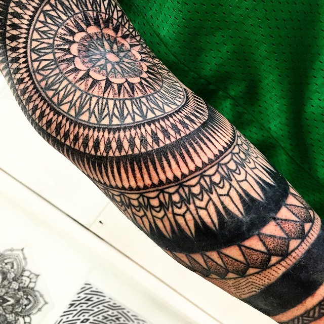 Arm Elbow Circles Blackwork tattoo